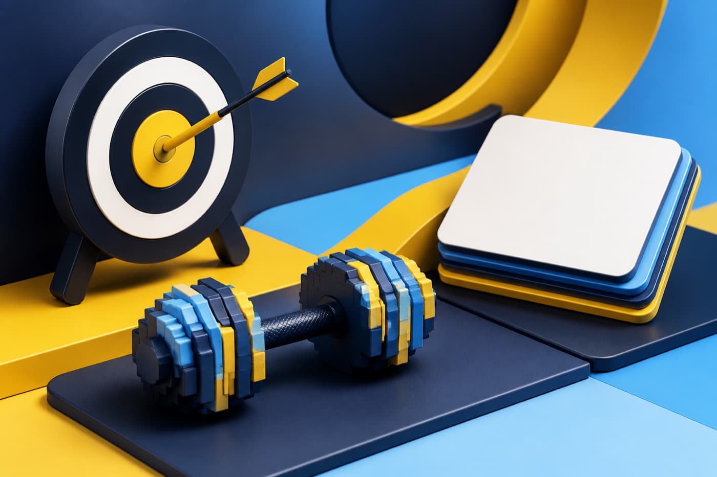 Training gear and stacked challenge cards